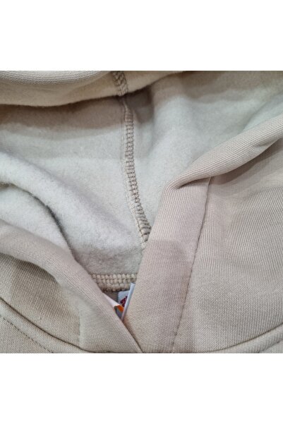 Uğur bebe Light Brown Thick 3 Thread Sh Fleece-Lined K Hooded Unisex Sweatshirt.Cotton Winter Model, Plump Quality