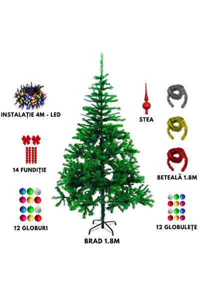 Luxi Τεχνητό Χριστουγεννιάτικο Δέντρο 180cm, 380 Κλαδιά, Μεταλλική Βάση & Αξε...