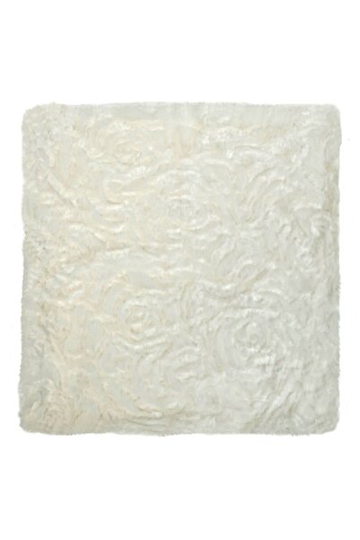 MYONNA IT & E- COMMERCE Decorative Pillow Cover, Faux Fur, Floral Pattern, White, 40x40 cm