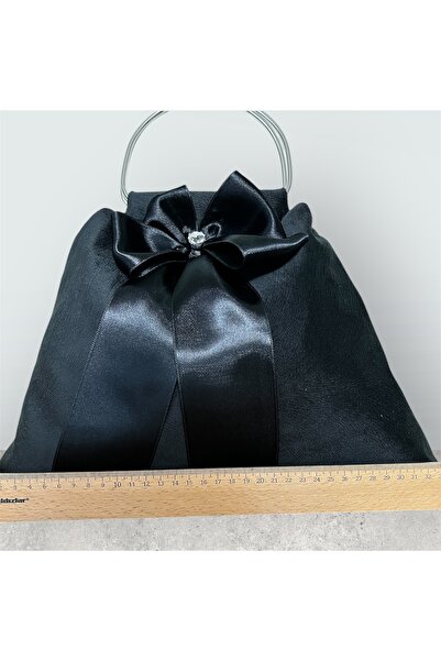GÜLHOBY Black Stone Bow Nubuck Bag Evening Dress Handbag