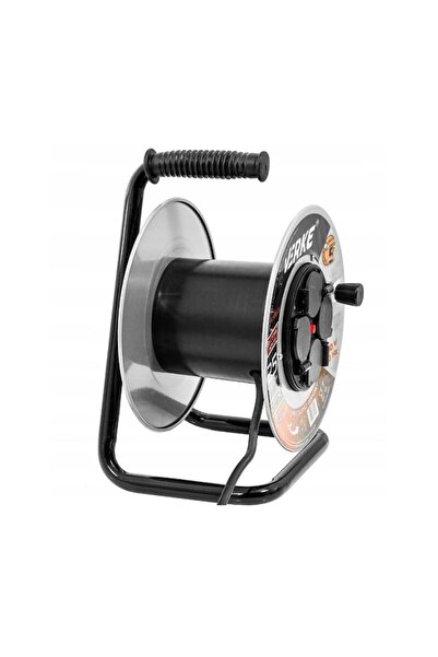 VERKE Black cable extension roll, with metal frame, 20 meters 3 x 1.5 mm