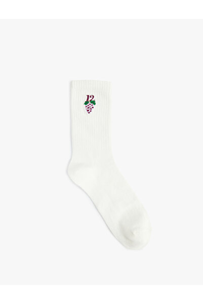 Koton New Year's Themed Embroidered Tennis Socks