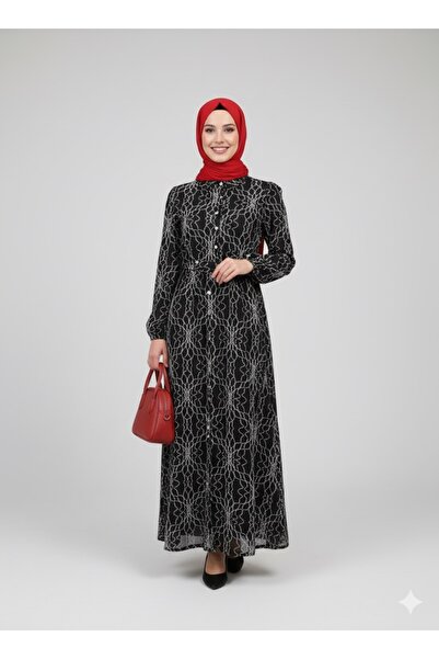 Kırmızı iz Tesettür Abiye Elbise | Sade ve Şık | Özel Gün Davet Elbisesi | Modern Uzun Elbise | Rahat Kalıp