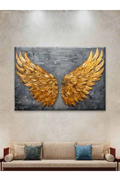 ESLEM Altın Melek Kanadı Desenli Kanvas Tablo – Kaliteli Baskı Modern ve Şık Dekoratif Duvar Sanatı