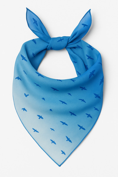 miremiran Fular bandana şifon kumaş 70x70 mavi kuşlar deseni