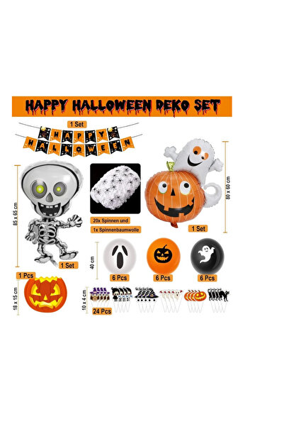 OEM Set 69 piese decoratiuni pentru Halloween, hartie, latex, multicolor