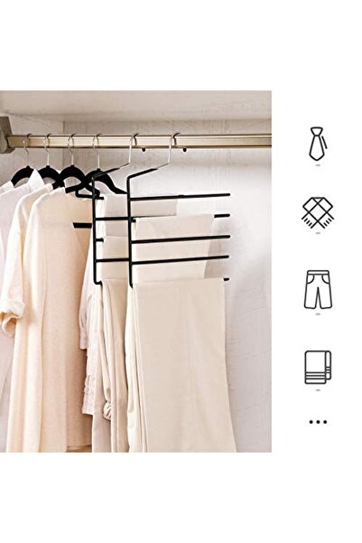 Talis Set of 4 hangers with 5 metal bars, Songmics, Black, 35x32x0.5 cm