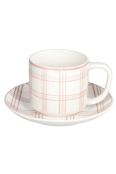 Tognana Ivy set of 6 tea cups with saucers, Bone China, Pink
