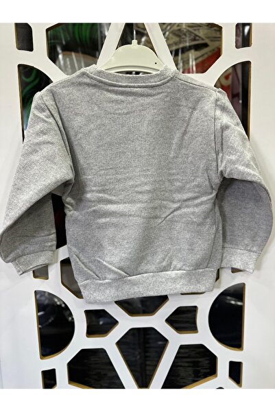 KUMRUNUN DÜNYASI Smile Printed Gray Fleece-Lined Sweat Boy's Sweatshirt (Narrow Fit)