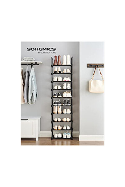 Talis Shoe cabinet with 10 shelves, Songmics, 30 x 45 x 174 cm, LSA25BK, Black