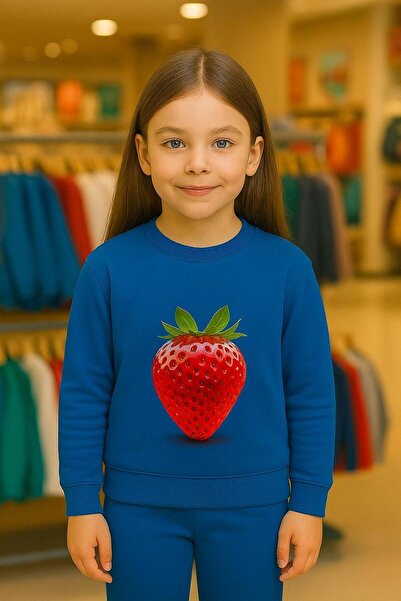 playwear Παιδικό βαμβακερό φούτερ με στάμπα φράουλας, σετ για ΗΛΙΚΙΕΣ 3-4-5-6...