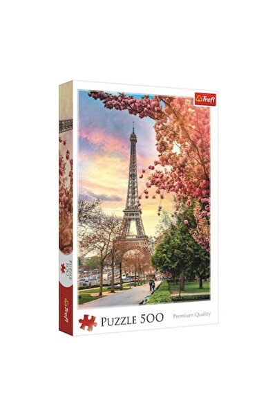 Trefl Puzzle, Turnul Eiffel din Paris, 500 de piese, Copaci înfloriți, Multicolor