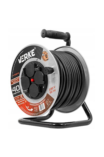 VERKE Cable extension roll with metal frame, 40 meters 3 x 1.5 mm,