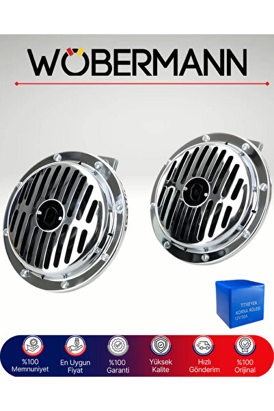 Wöbermann Nikelajlı 12V Korna Seti (2'li) ve Korna Rölesi – Yüksek Ses Supertone