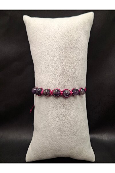 Han Ticarethane Natural Purple Amethyst Stone Macrame Bracelet