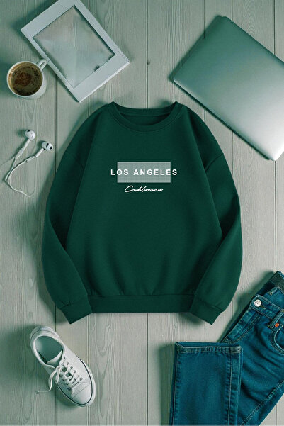 uyguntarz Unisex Los Angeles Design Printed Crew Neck Sweatshirt
