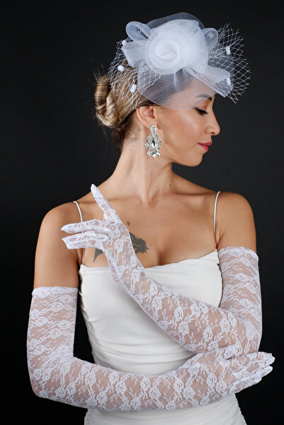 Hayalperest boncuk طقم إكسسوارات زفاف من التول المزين بالزهور والنقاط مع قفاز...