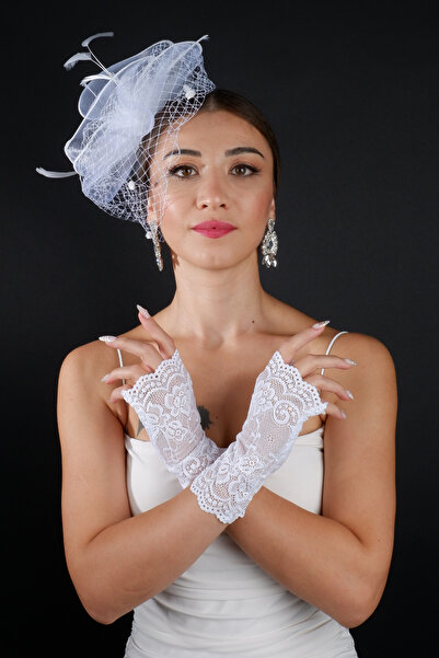 Hayalperest boncuk Bridal Wedding Veil Accessory and Short Fingerless Lace We...