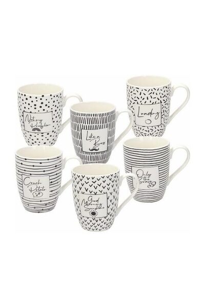 Tognana IRIS New Bone China Mug 350 ml, White-Black