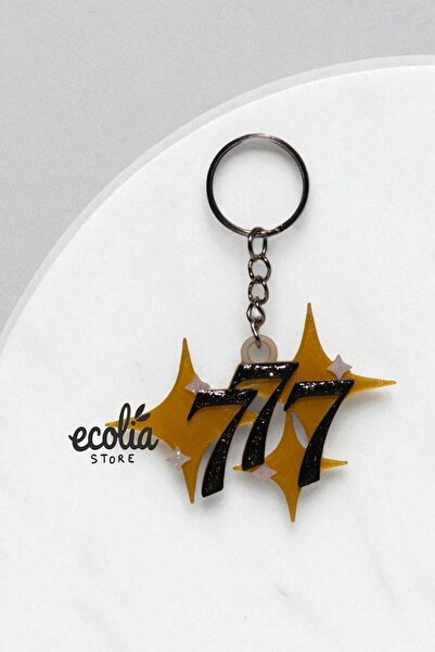 ecolia store 777 Number Sequencer Keychain & Bag Charm – Symbol of Luck and Positive Energy, Shiny Glitter Design