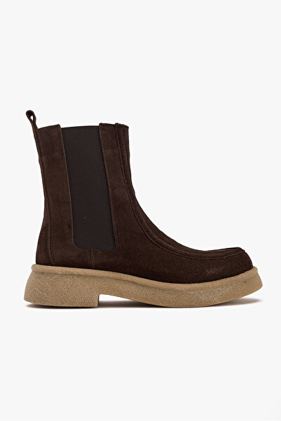 West To West حذاء تشيلسي نسائي ذو نعل سميك – حذاء جلد طبيعي وجلد سويدي بجوانب...