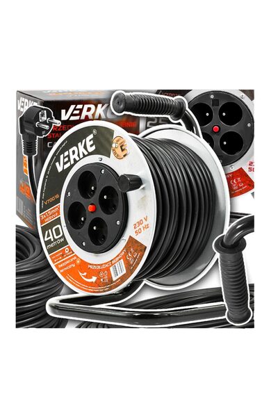 VERKE Cable extension roll with metal frame 40 meters 3 x 1.5 mm