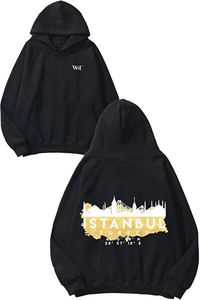 THEWERT Istanbul Turcia Map Design Rucsac cu imprimeu Negru cu glugă Swea tricou