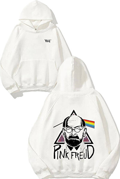 THEWERT Pınk Freud Design Rucsac cu imprimeu Alb cu glugă Swea tricou