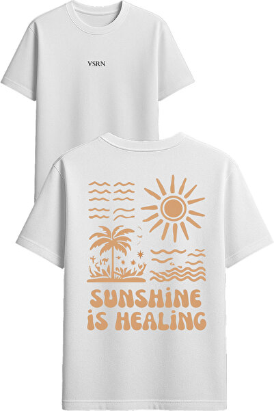 VSRN Tricou supradimensionat alb cu imprimeu Sunshine is Design