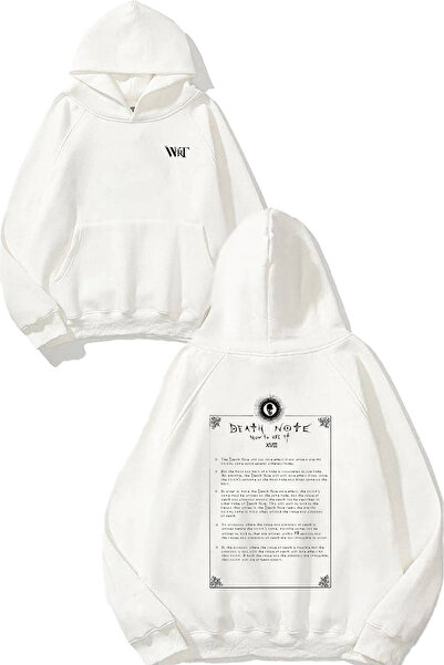 THEWERT Death Note 17 Design Spate cu imprimeu Alb cu glugă Swea tricou