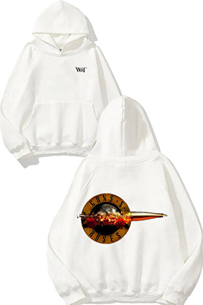 THEWERT Gans N Roses Ates Design Spate cu imprimeu Alb cu glugă Swea tricou