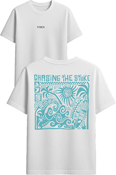 VSRN Chasinhg the stok Μπλουζάκι με στάμπα σχεδίου, λευκό, oversized