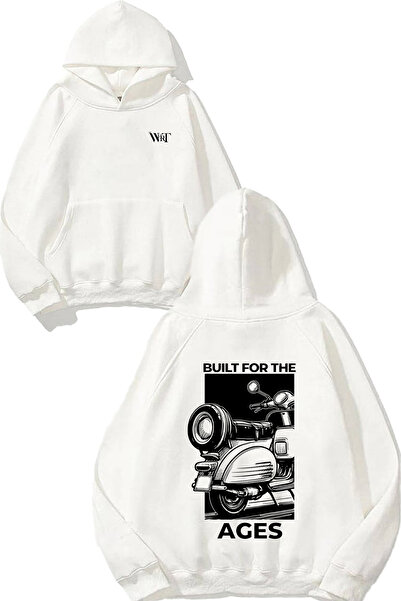 THEWERT Scooter construit pentru toate vârstele Design Spate cu imprimeu Alb cu glugă Swea tricou