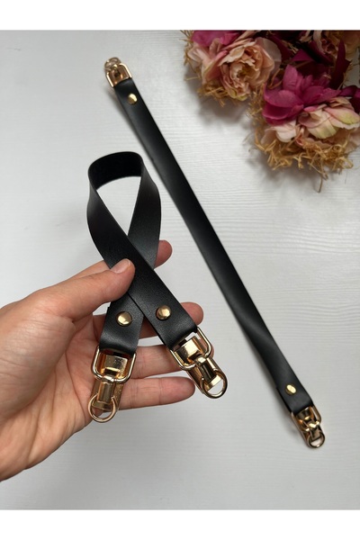 zg hobi aksesuar Gold Color Detailed Faux Leather Handle for Knitted Bags