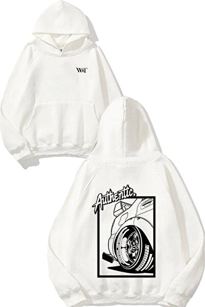 THEWERT Автентична дизайнерска бяла суитшърт с качулка и печат на гърба