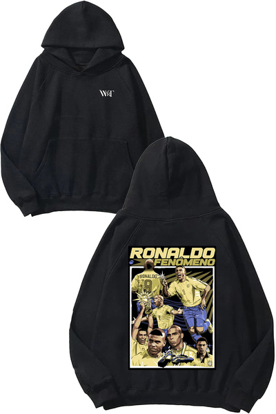 THEWERT Rucsac Ronaldo Fenomeno Design cu imprimeu Negru cu glugă Swea tricou