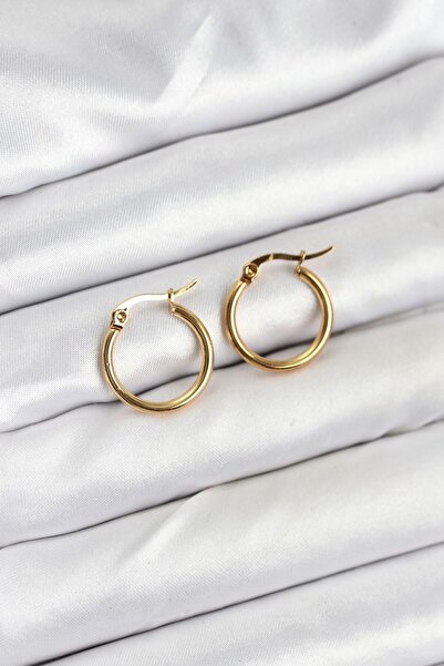 Acousticworld 316L Steel Gold Color 15 mm Hoop Women Earrings