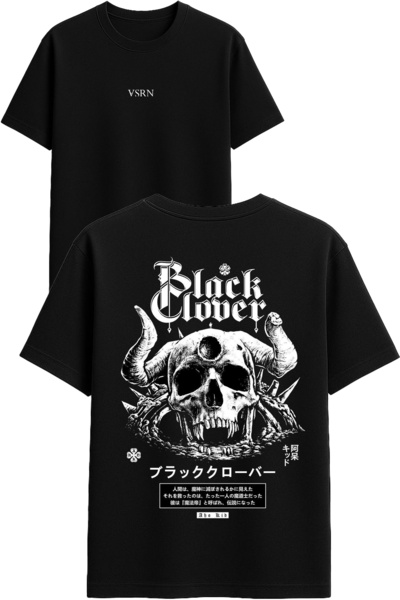 VSRN Black kuru kafa Tasarım Baskılı Siyah Oversize T shirt