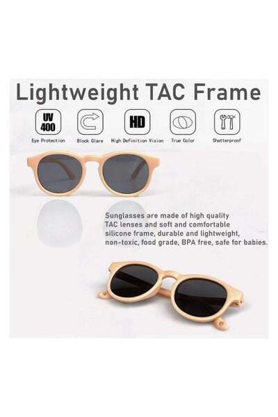 Generic Adjustable Polarized Baby Sunglasses with UV400 Protection - Soft Silicone Frame, 0-48 Months (Pink)