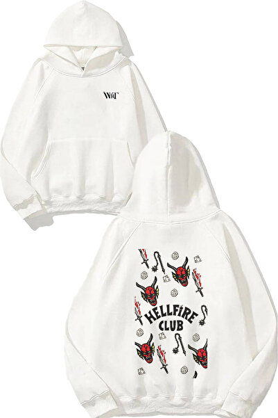 THEWERT Φούτερ Hellfire Club 1 Design Back με τύπωμα Λευκό με κουκούλα