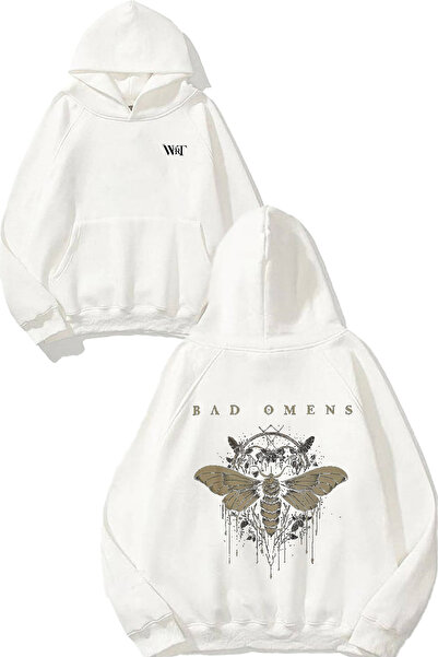 THEWERT Φούτερ Bad Omens Yellow Butterfly Design Back με τύπωμα Λευκό με κουκ...