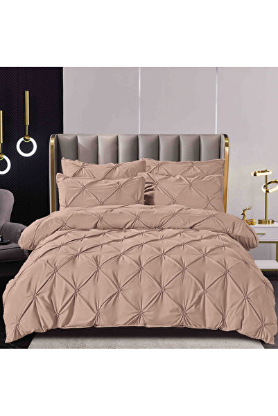 FIONNA.RO Lenjerie De Pat Finet Cu Pliuri - Bej Cacao Cu Lapte