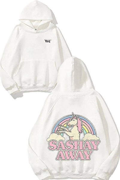 THEWERT Sashay AWay Design Spate cu imprimeu Alb cu glugă Swea tricou