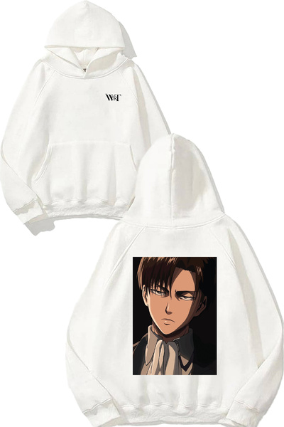 THEWERT Attack On Titan Handsome Design Back cu imprimeu White cu glugă Swea tricou