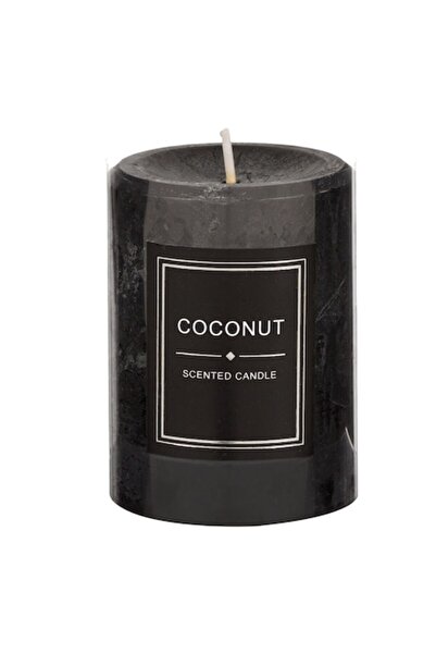 MYONNA IT & E- COMMERCE Paraffin Candle - Coconut Scent, Black, 7x9.5cm, 36h Burn Time