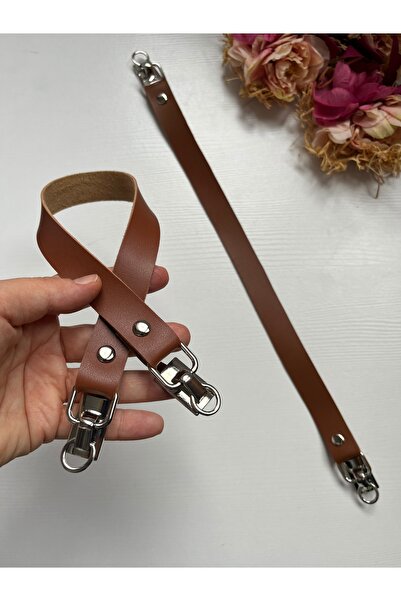 zg hobi aksesuar Silver Color Detailed Faux Leather Handle for Knitted Bags