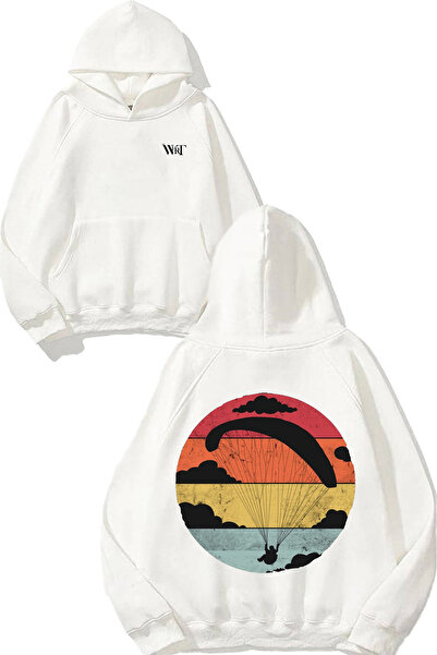 THEWERT Rucsac cu design vintage de parapanta cu imprimeu alb cu glugă Swea tricou