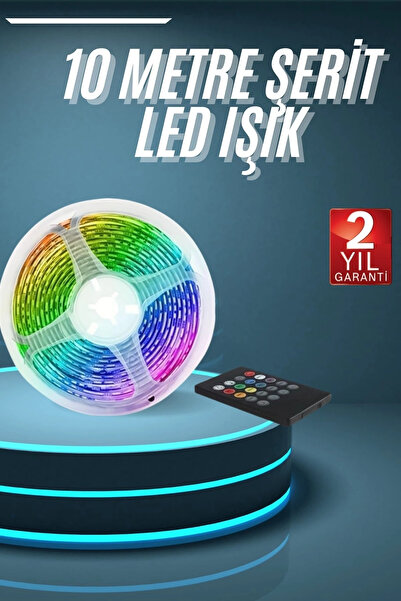 shopwave 10M Şerit Led İç Mekan Renkli Rgb Şerit Led Kumandalı