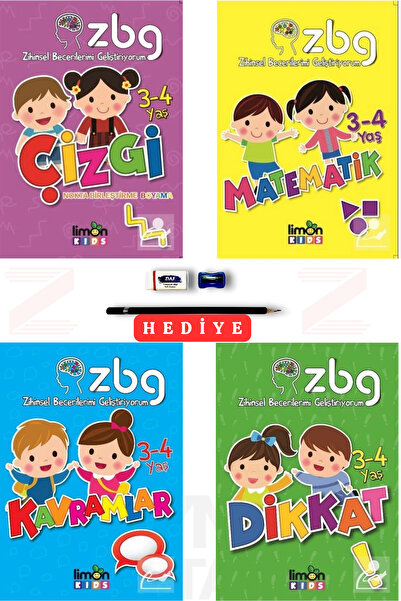Limonkids مجموعة كتب ZBG للأعمار 3-4 سنوات: الرياضيات - الانتباه - المفاهيم -...