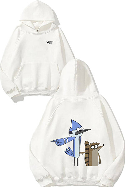 THEWERT سويت شيرت مورديكاي آند ريغبي مطبوع أبيض بغطاء رأس